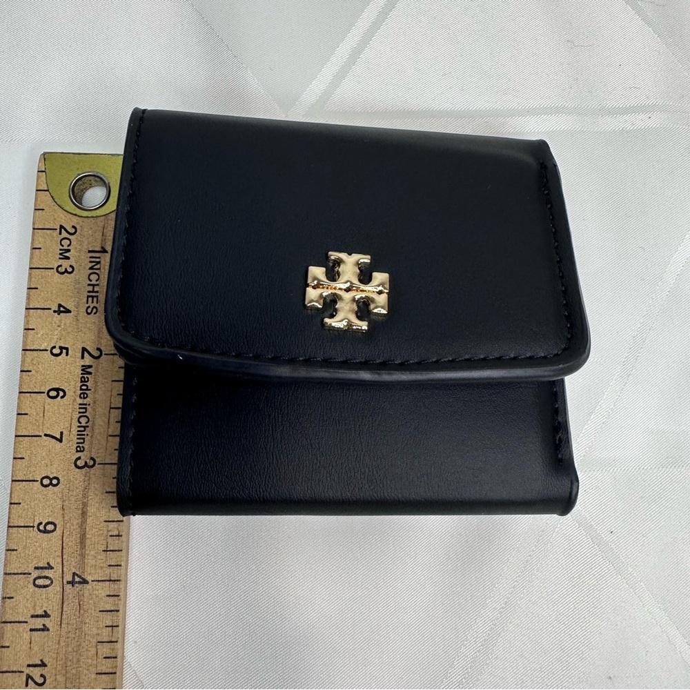 Tory Burch Black Compact Wallet with Gold Logo NEW - Picture 8 of 8
